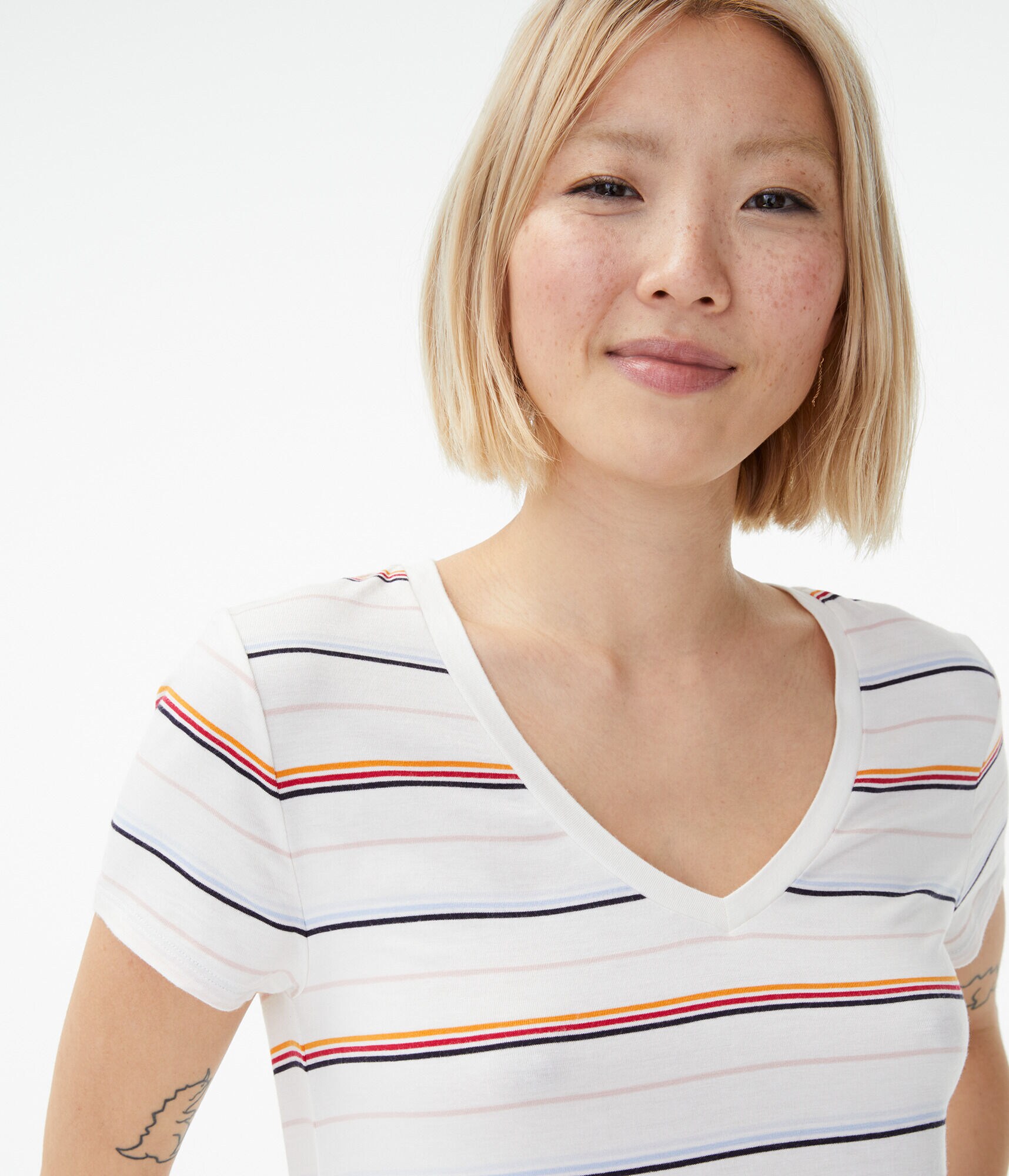 Seriously Soft Striped V-Neck Tee