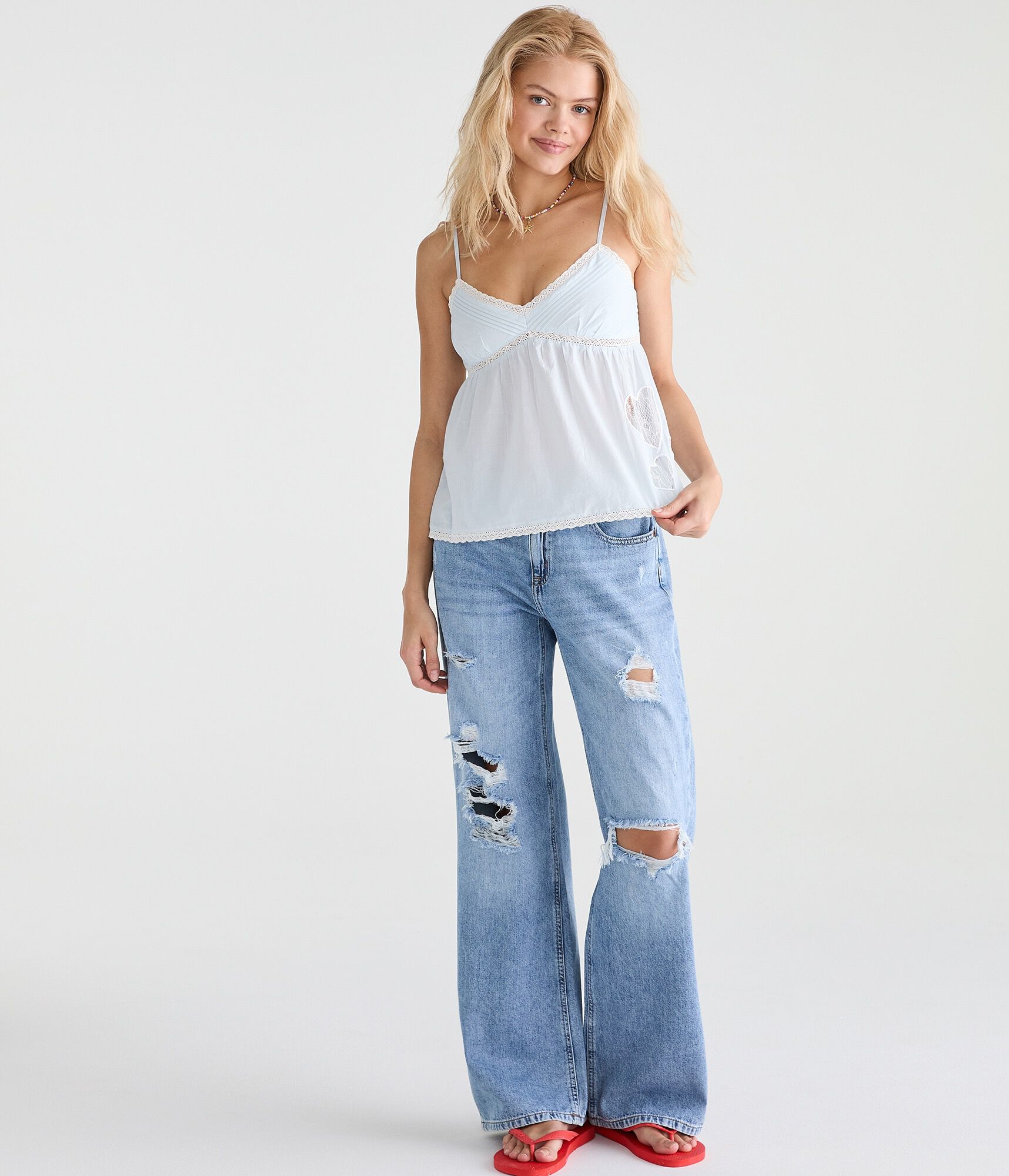 Lace Hearts V-Neck Babydoll Cami