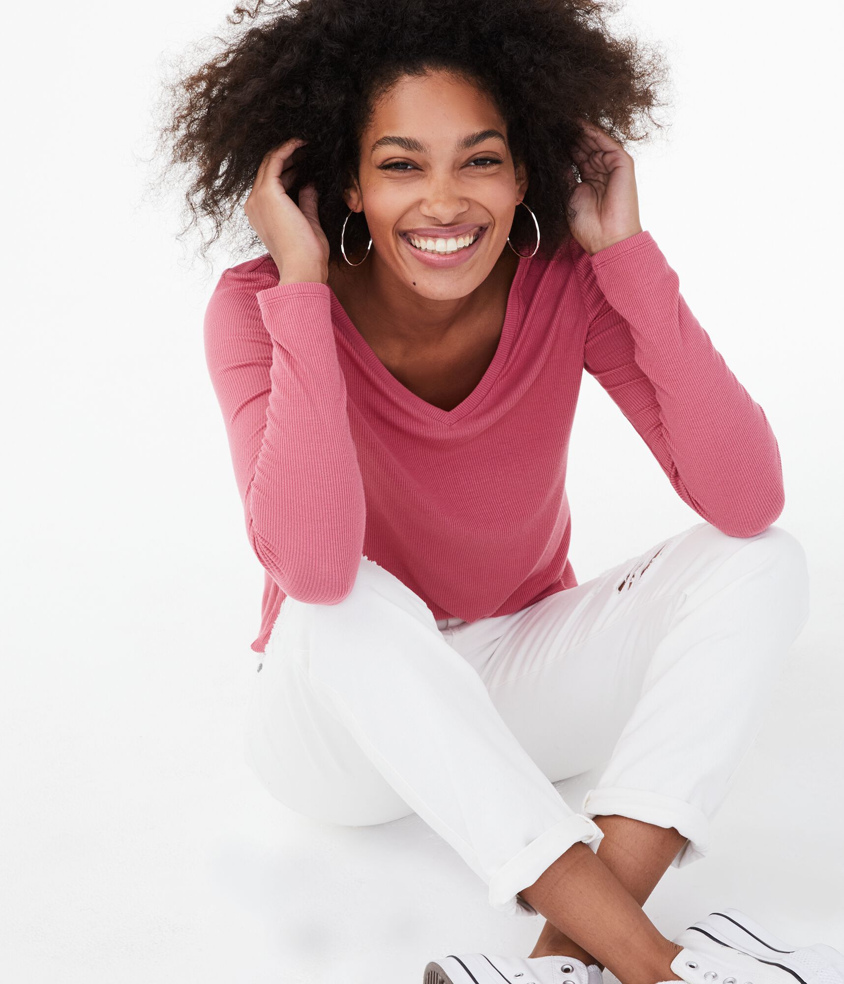 Long Sleeve Seriously Soft Ribbed V-Neck Tee