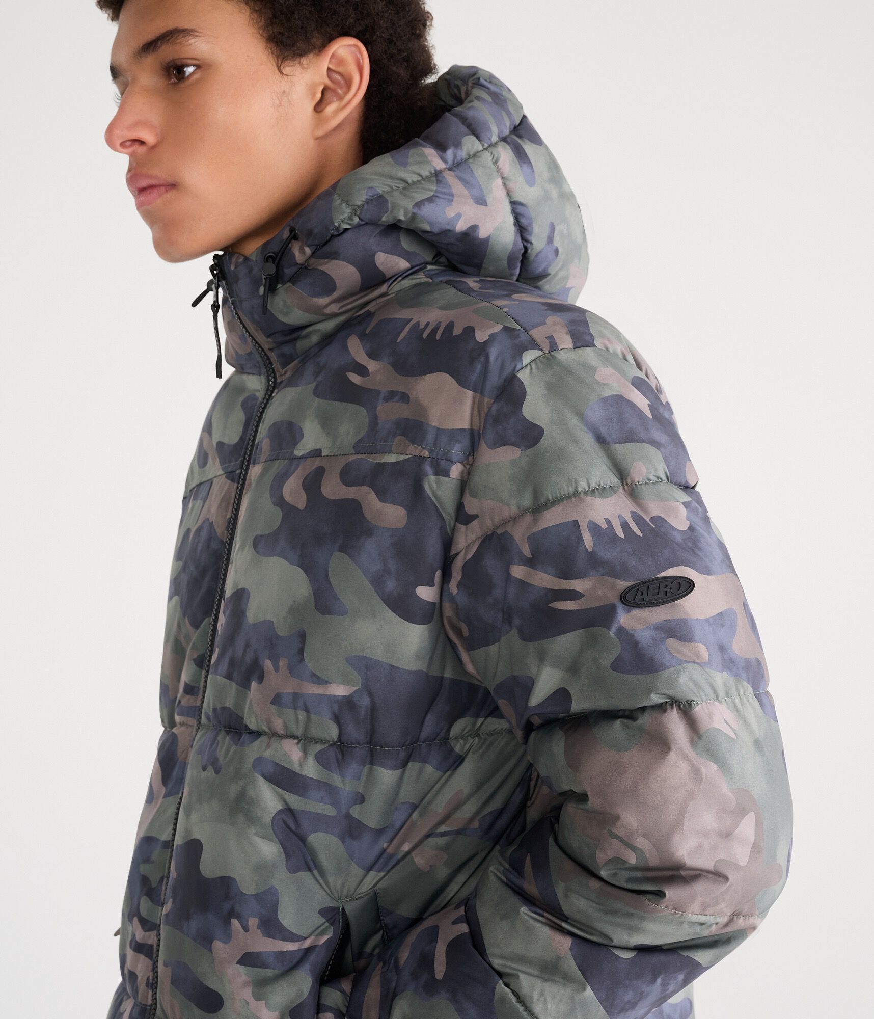 Camo Hooded Heavyweight Puffer Jacket