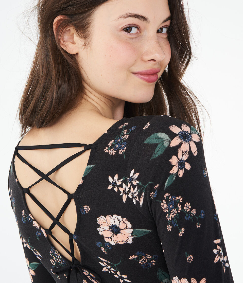 Floral Tie-Back Fit & Flare Dress