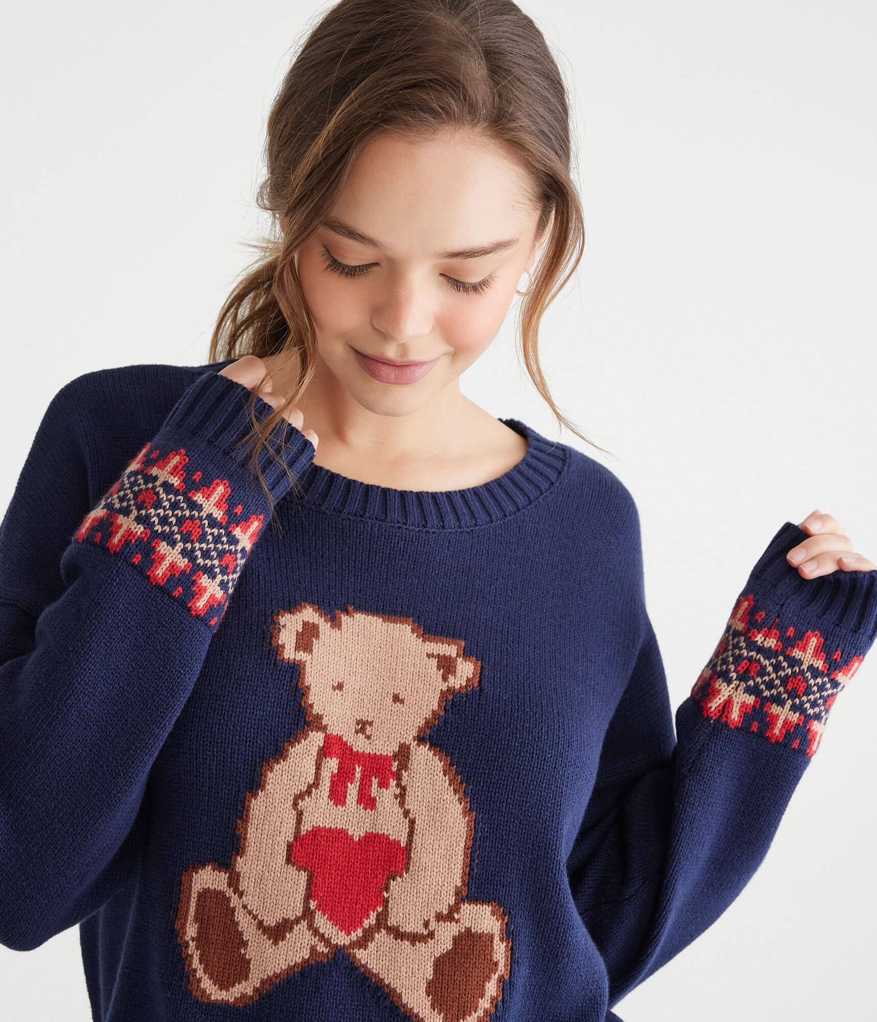 Teddy Bear Slouchy Crew Sweater