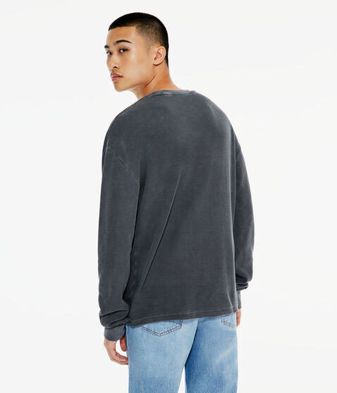 Long Sleeve Acid Wash Thermal Crew Tee