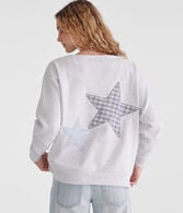 Patterned Star Off-The-Shoulder Sweatshirt