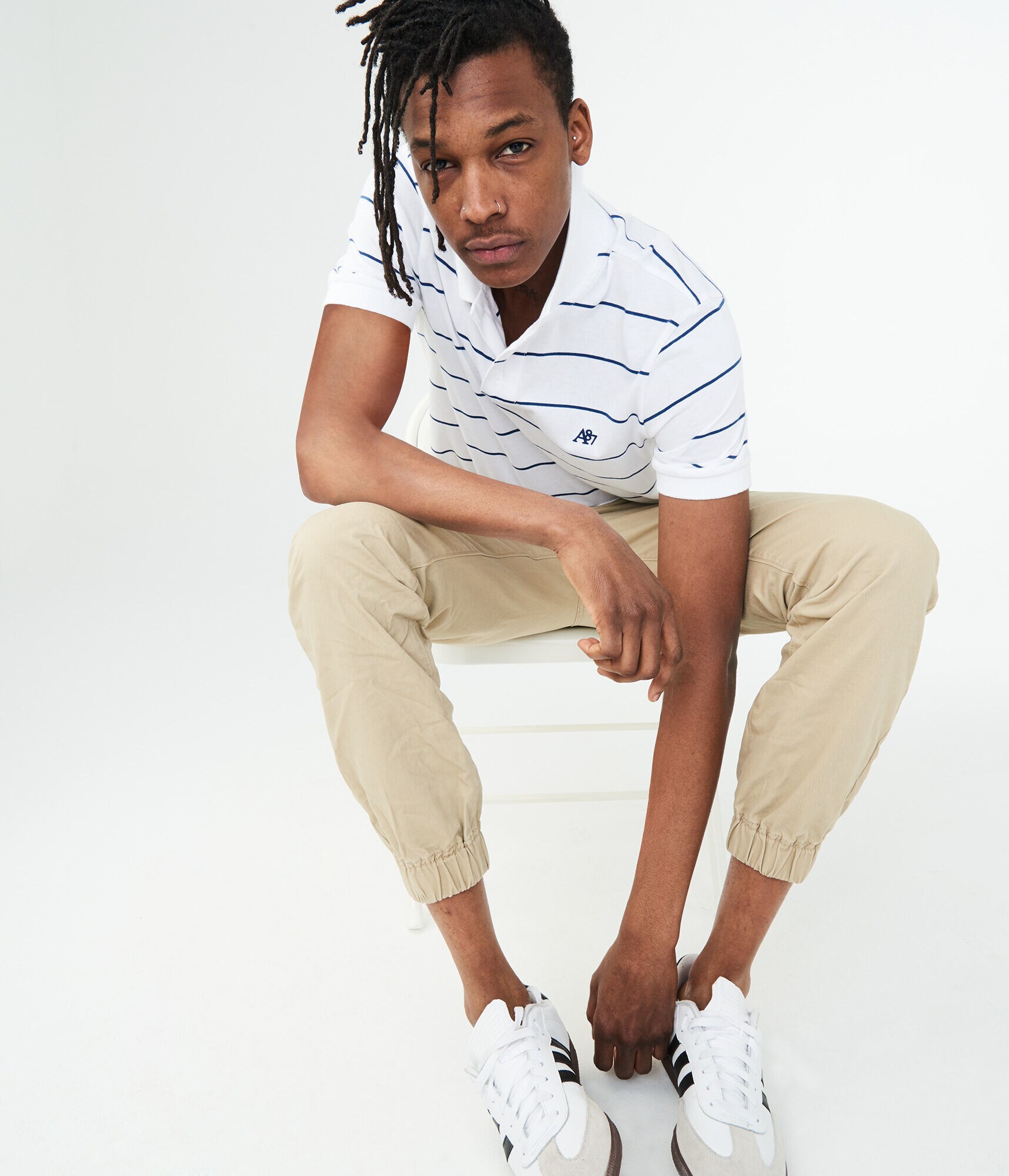 A87 Thin Stripe Jersey Polo