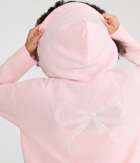 Lace Bow Cozy Sweater Hoodie Lace Bow Cozy Sweater Hoodie