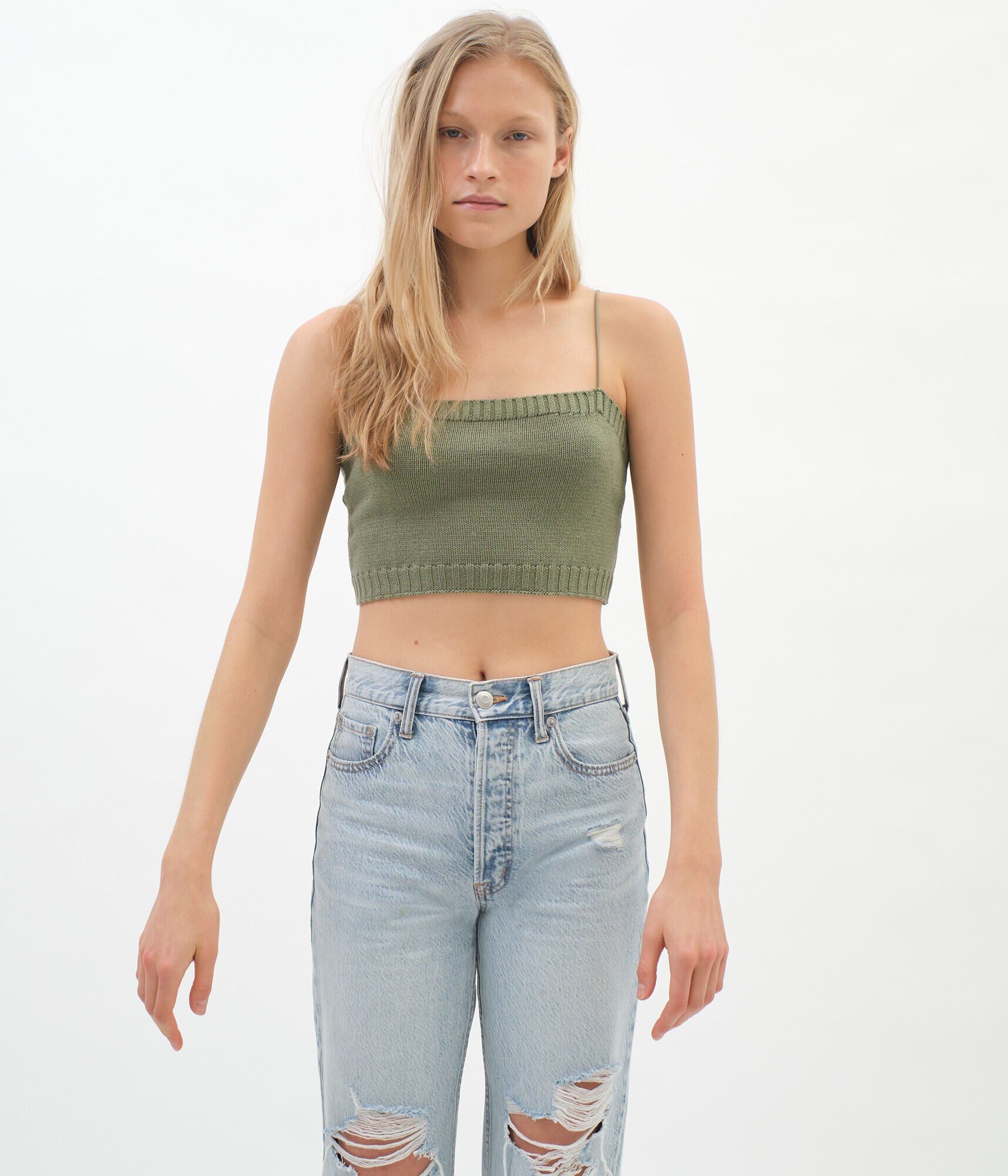 Sweater-Knit Cropped Bungee Cami