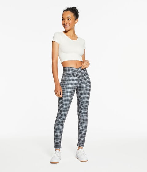 Plaid Flex Crossover High-Rise Leggings Plaid Flex Crossover High-Rise Leggings