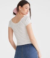 Seriously Soft Floral Lace-Trim Shrunken Tee