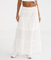 Eyelet Tiered Maxi Skirt