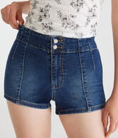 Curvy High-Rise Denim Midi Shorts
