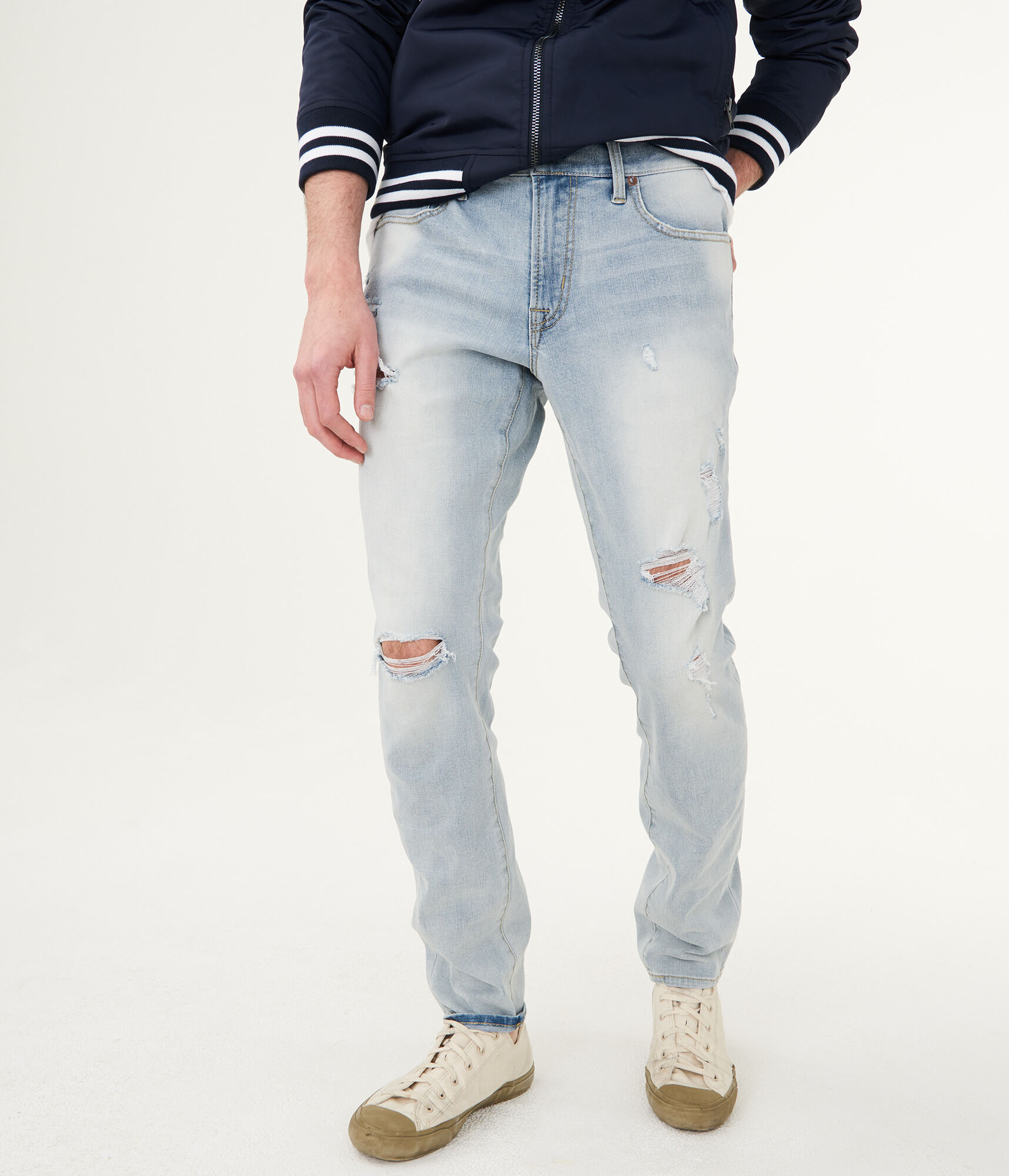 Flex Effects Super Skinny Destroyed Bleach Wash Jean