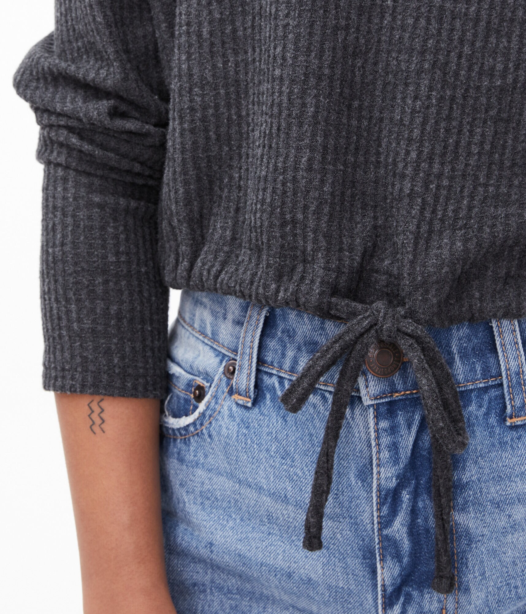 Long Sleeve Seriously Soft Cinched Crew Crop Top