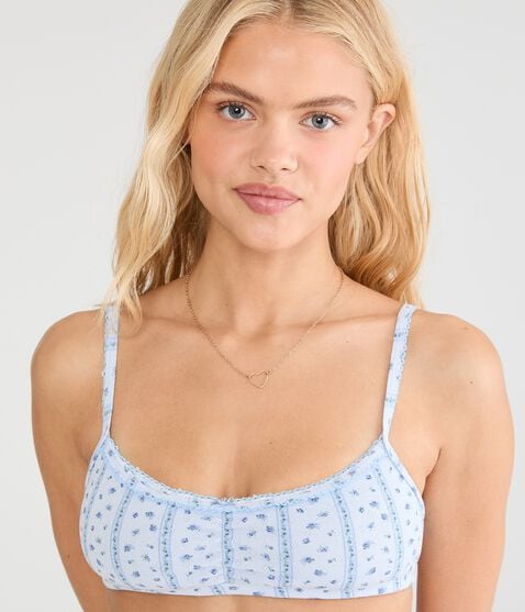Floral Stripe Pointelle Bralette Floral Stripe Pointelle Bralette