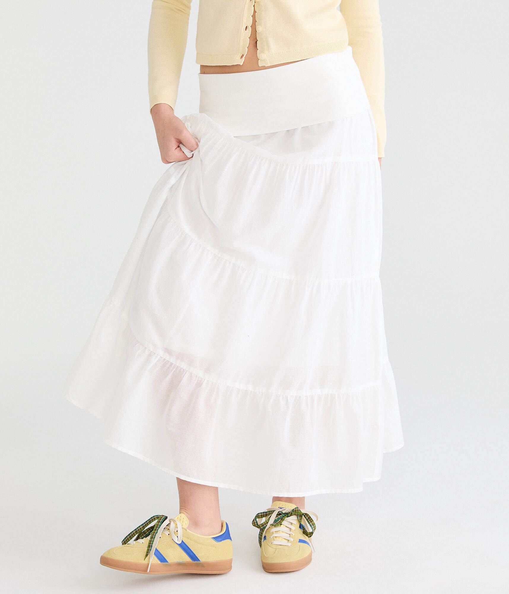 Tiered Fold-Over Maxi Skirt