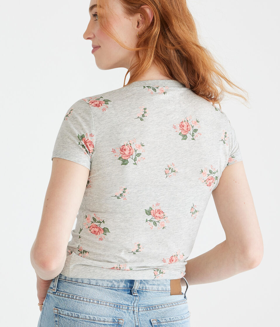 Aero Allover Floral Appliqué Graphic Tee