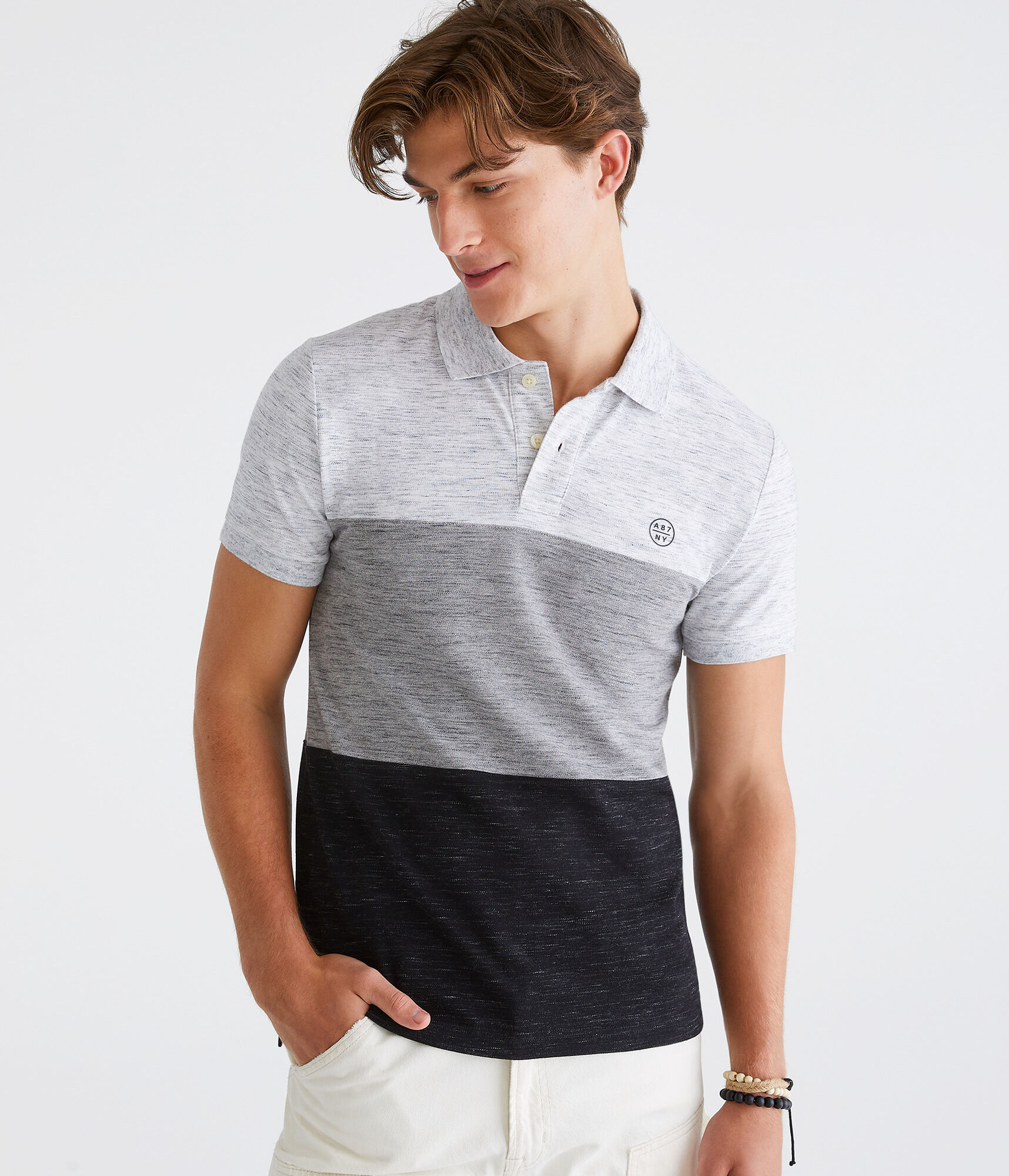 Space-Dyed Colorblock Stretch Piqué Polo