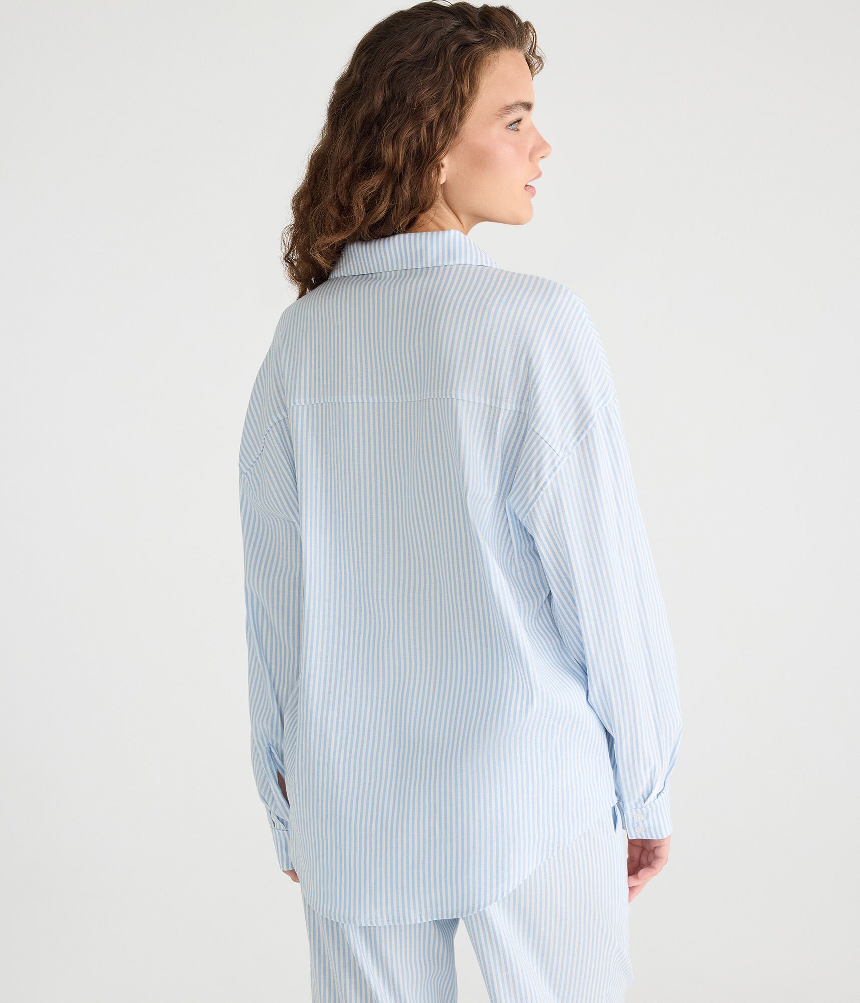 Long Sleeve Thin Stripe Sleep Shirt
