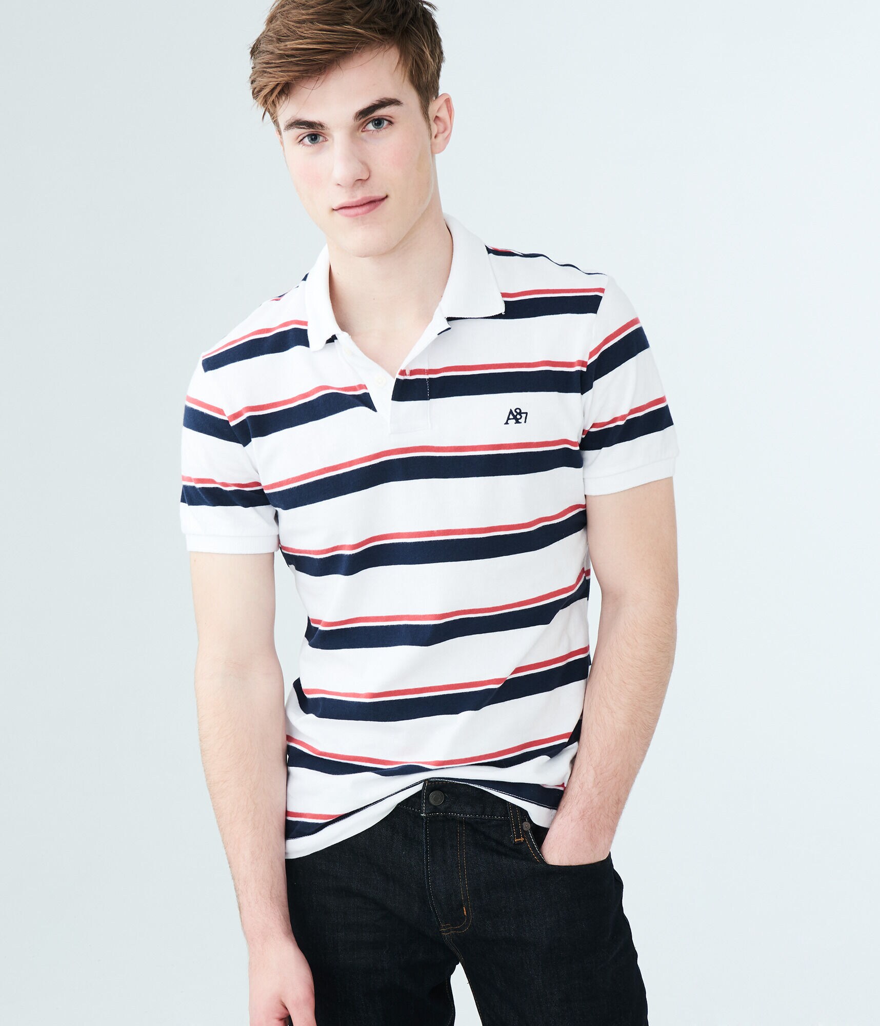 A87 Striped Jersey Polo