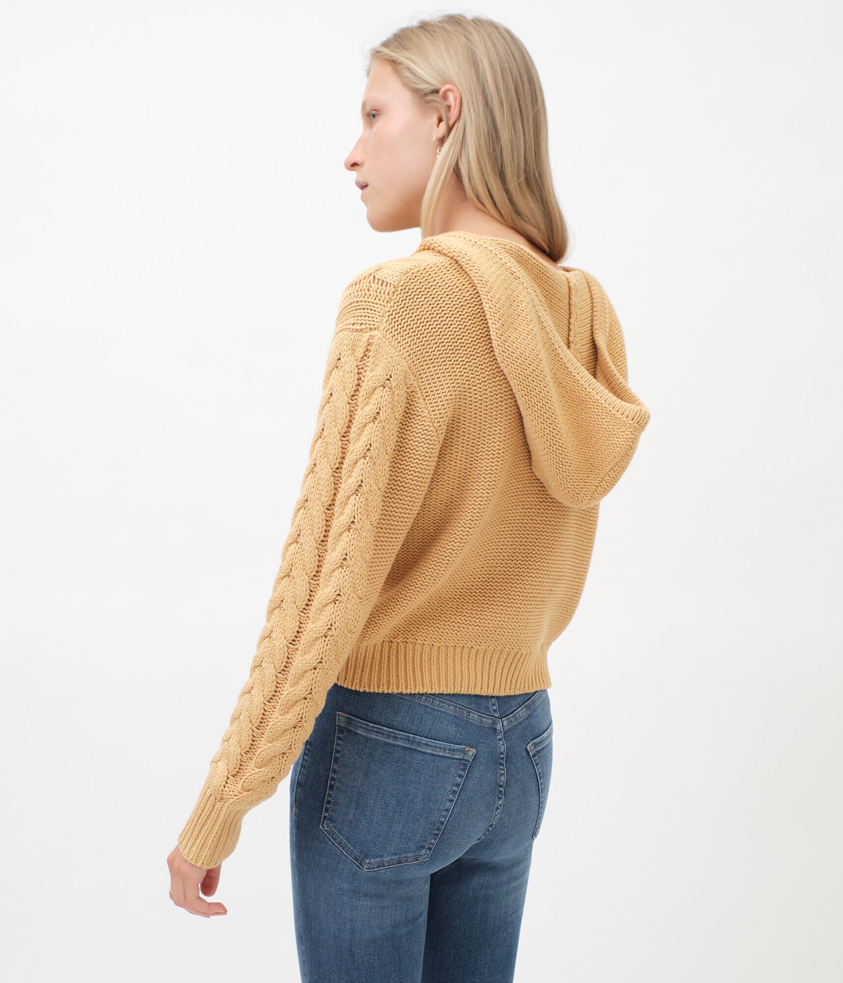 Cable Knit Hooded Sweater