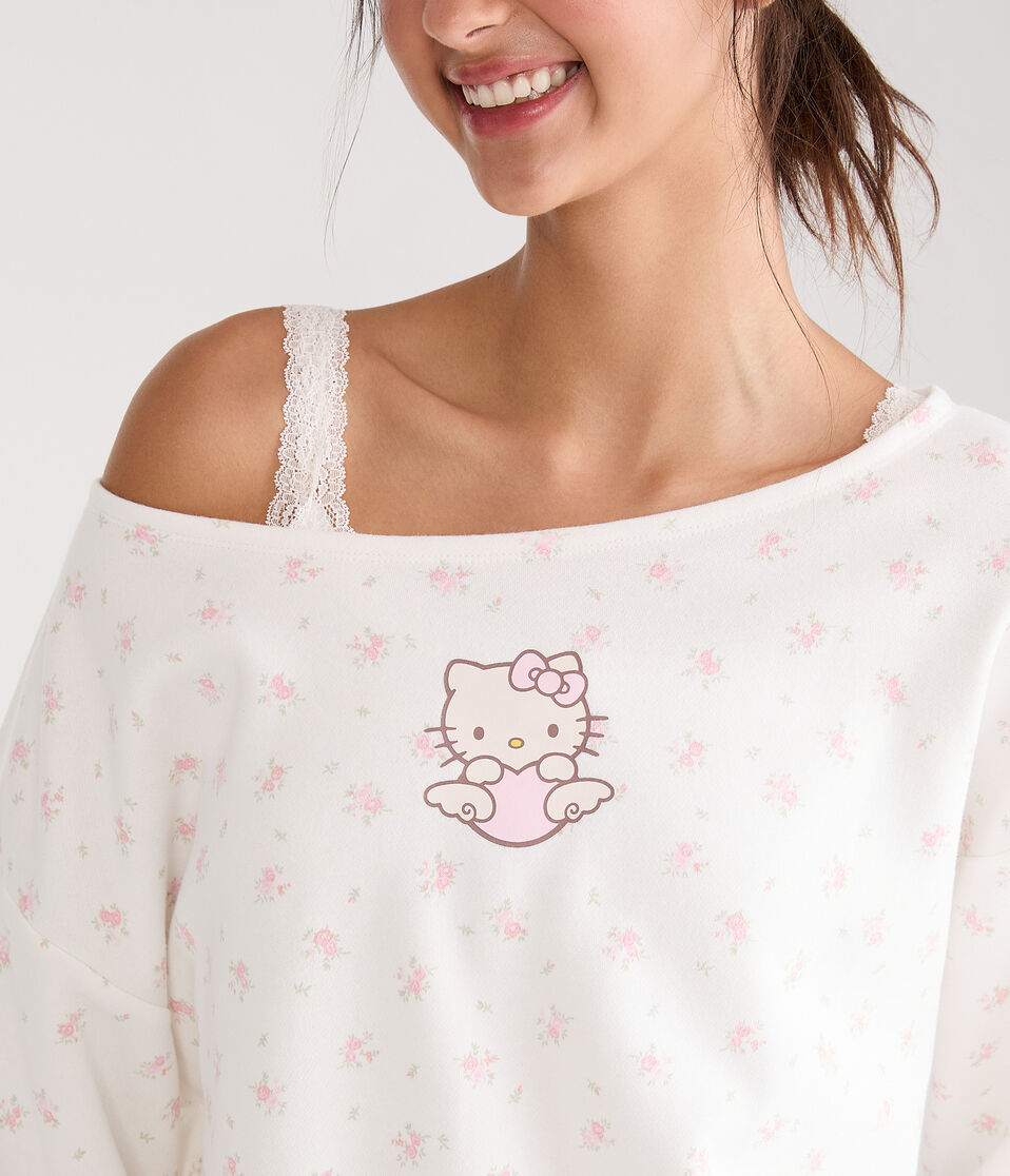 Hello Kitty | Aero Heart Floral Off-The-Shoulder Sweatshirt