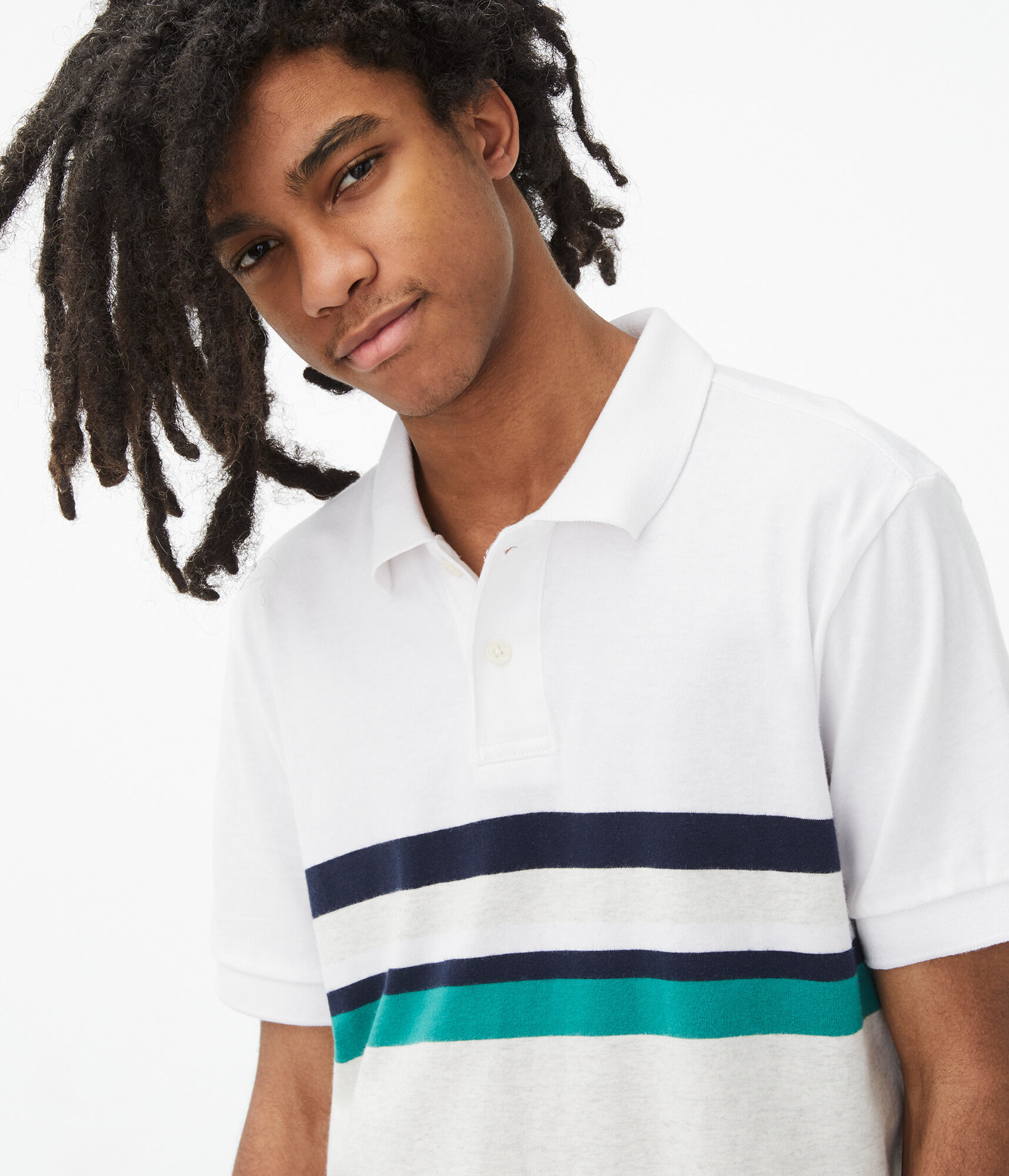 Colorblocked Stripe Jersey Polo