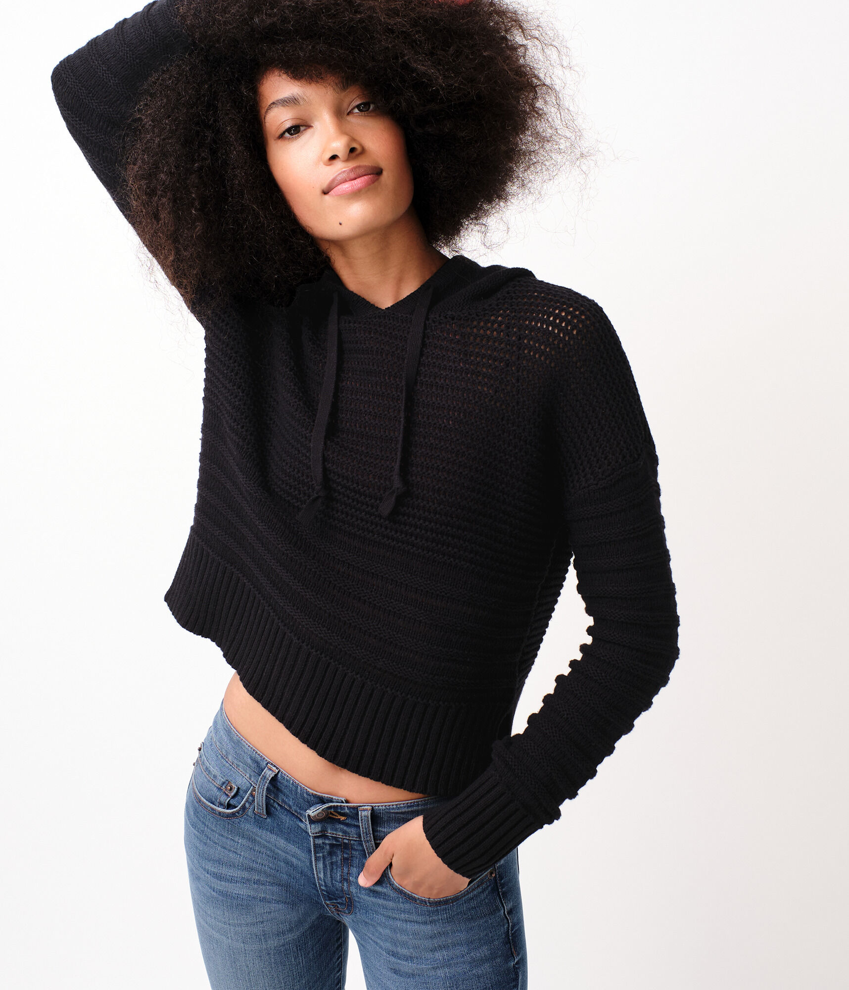 Hooded Multi-Knit Sweater