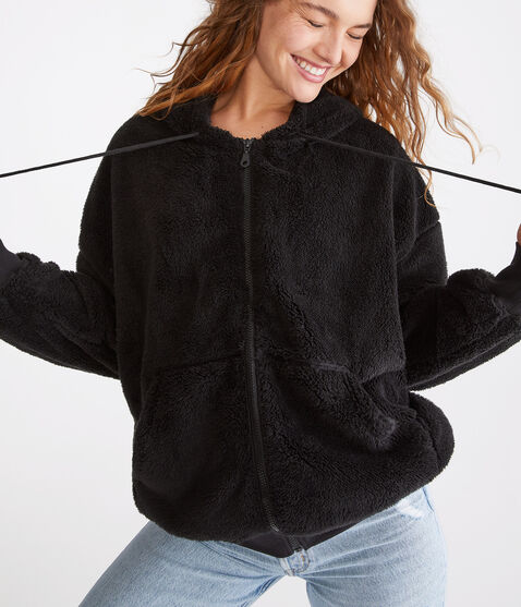 Sherpa Oversized Full-Zip Hoodie