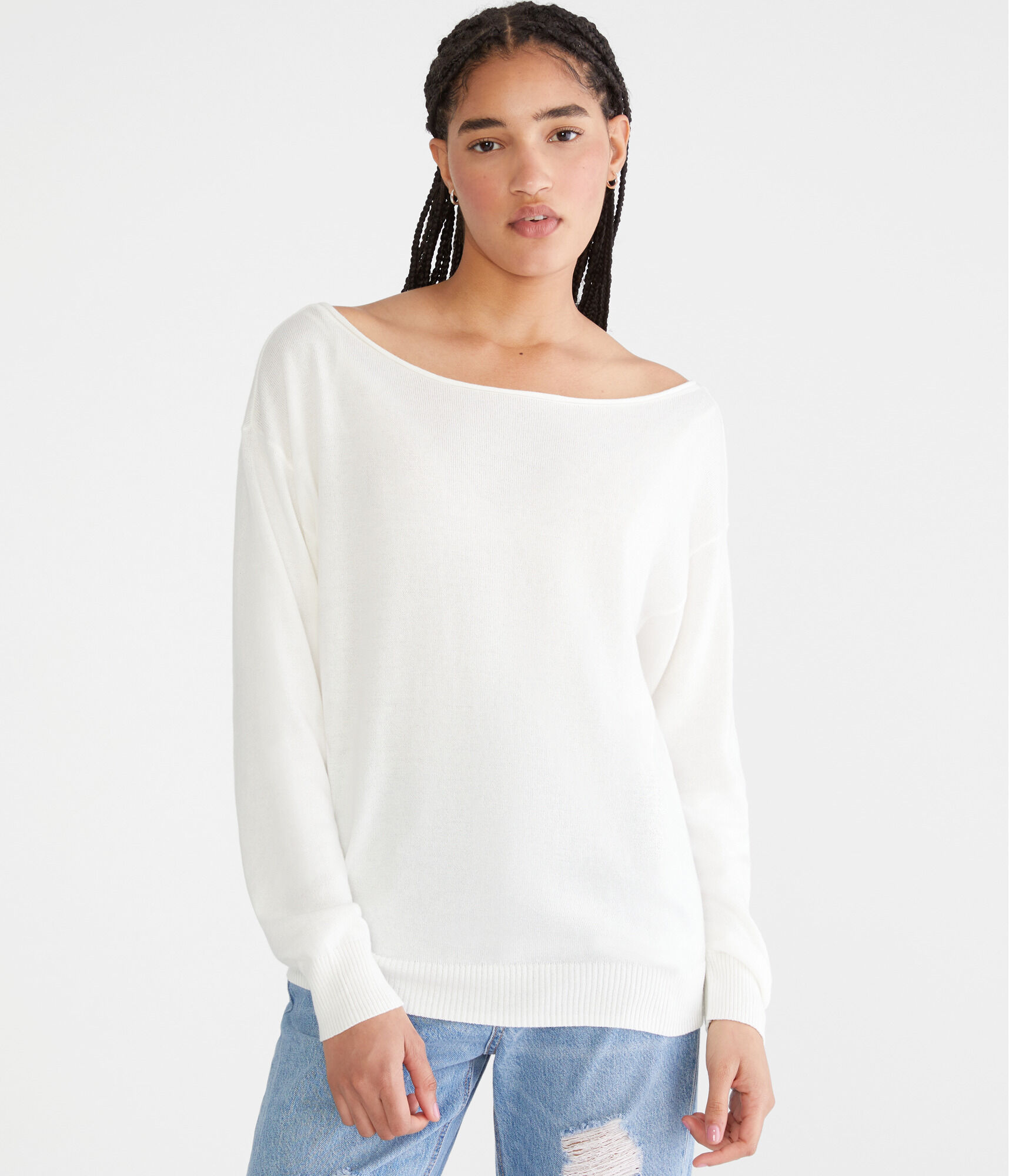 Slouchy Slash-Neck Sweater