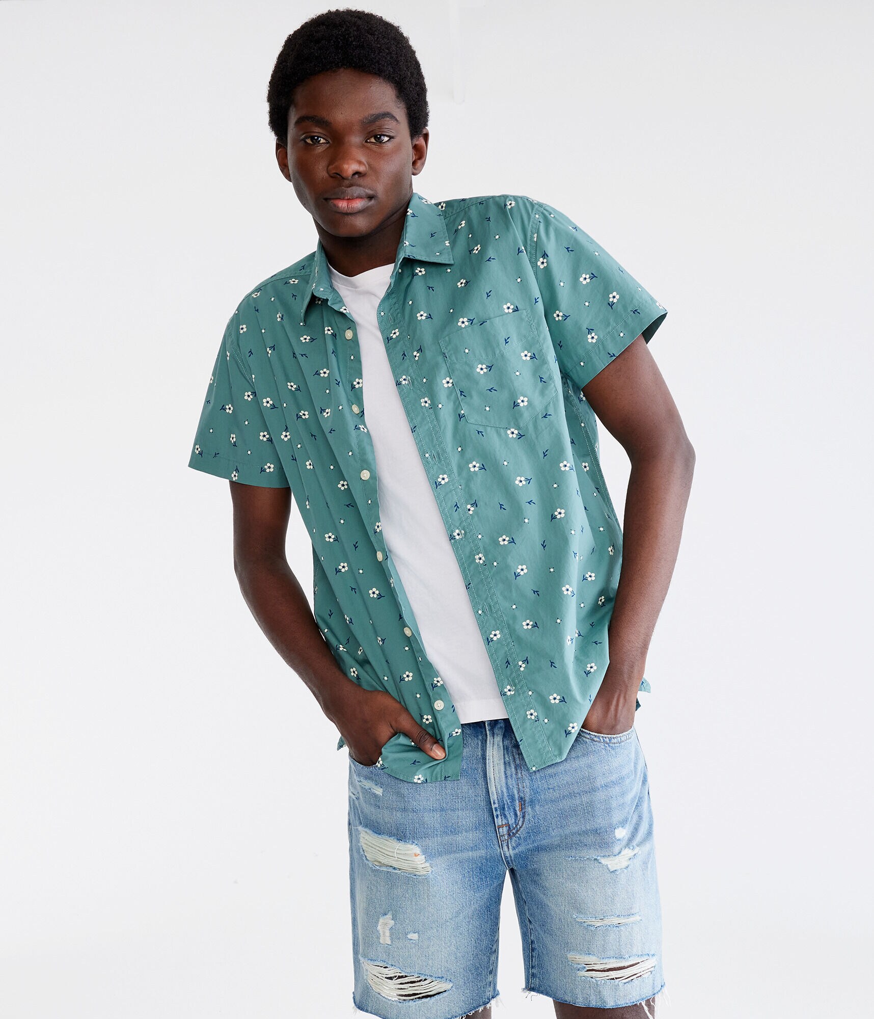 Tossed Flower Print Relaxed Shirt