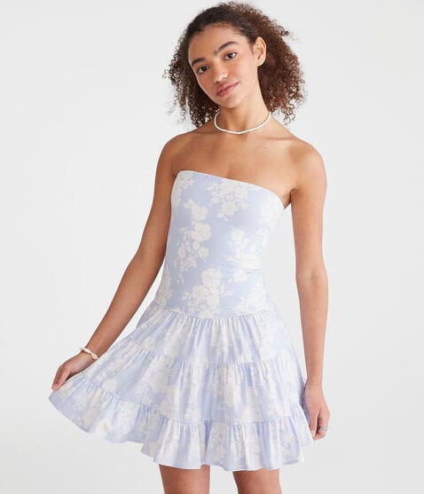 Floral Strapless Tiered Fit & Flare Dress Floral Strapless Tiered Fit & Flare Dress