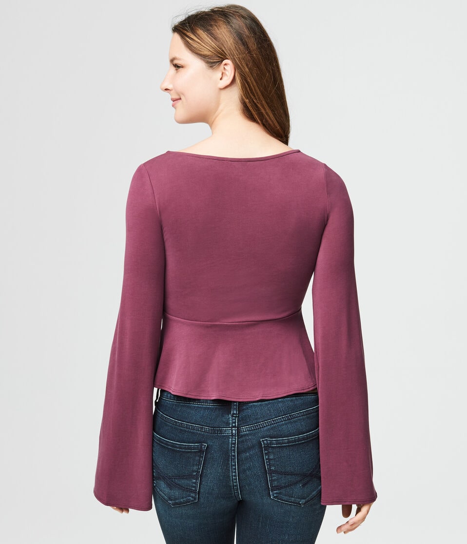 Long Bell Sleeve Tie-Front Top