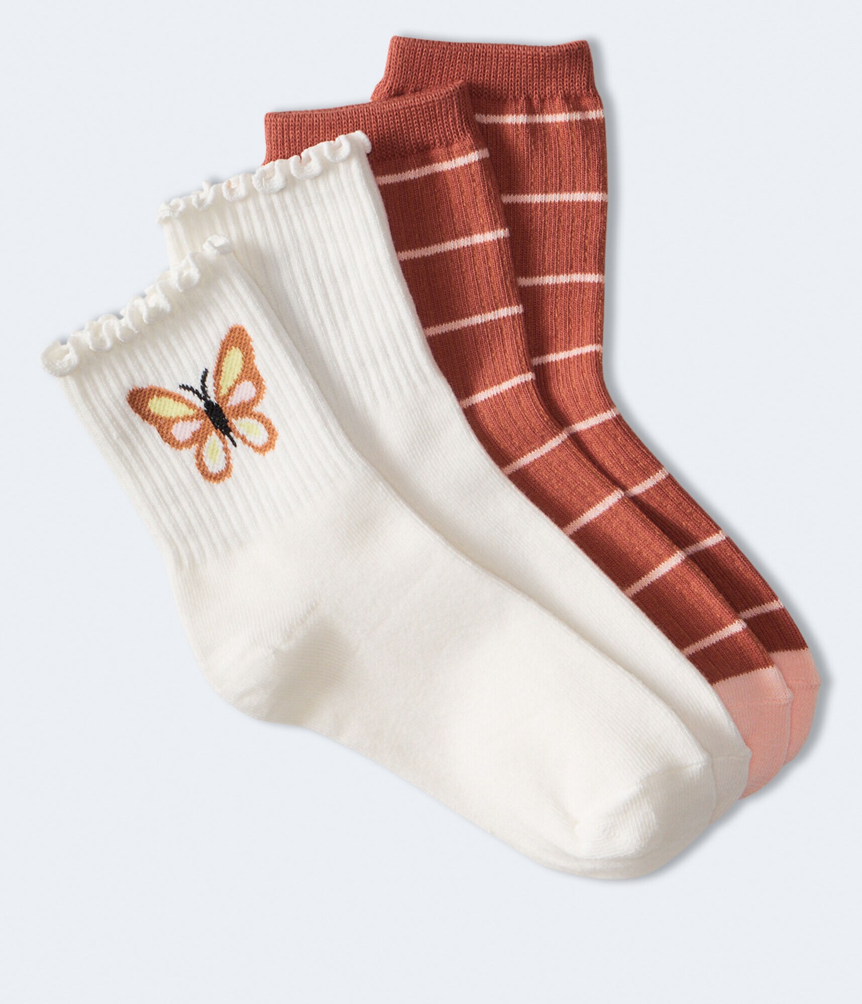 Butterfly &amp; Stripes Crew Sock 2-Pack