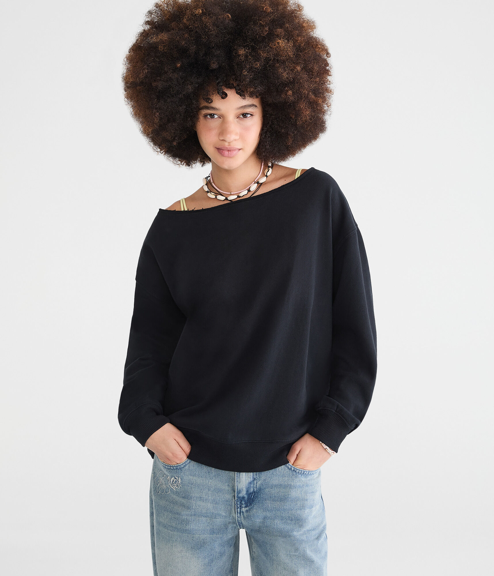 Oversized Off-The-Shoulder Sweatshirt
