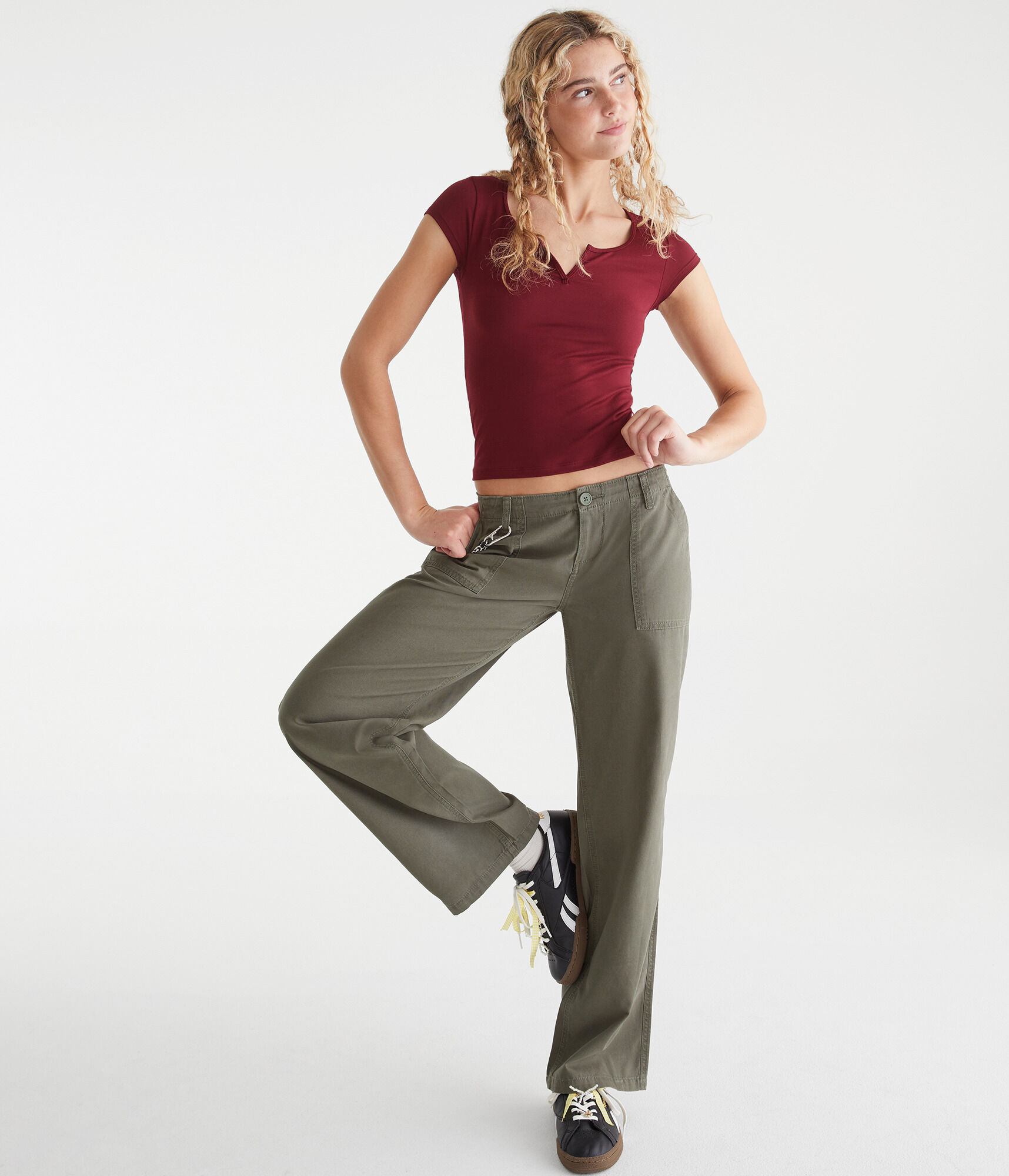 Low-Rise Straight Leg Pants