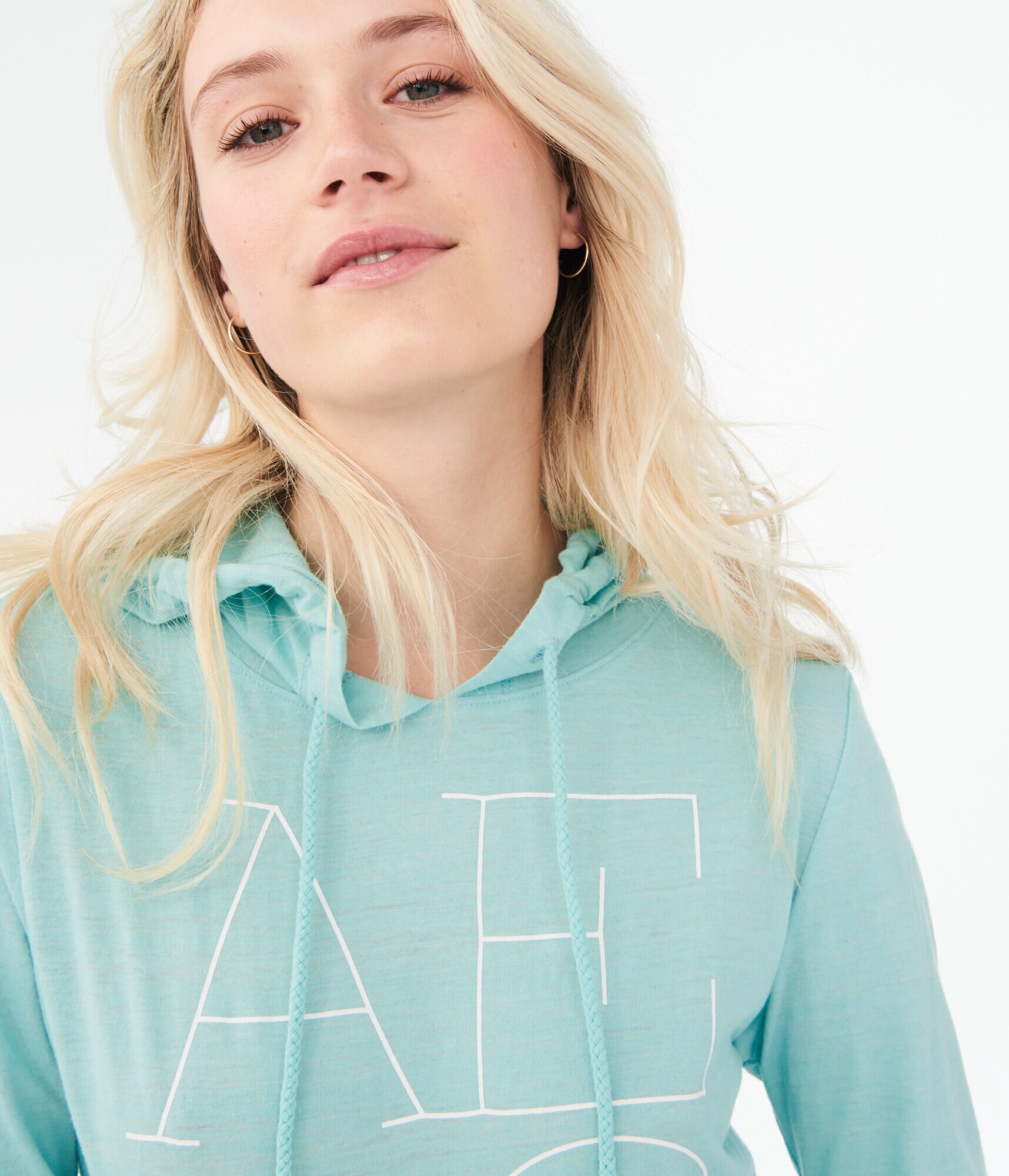 Long Sleeve Stacked Aero Logo Hooded Top***