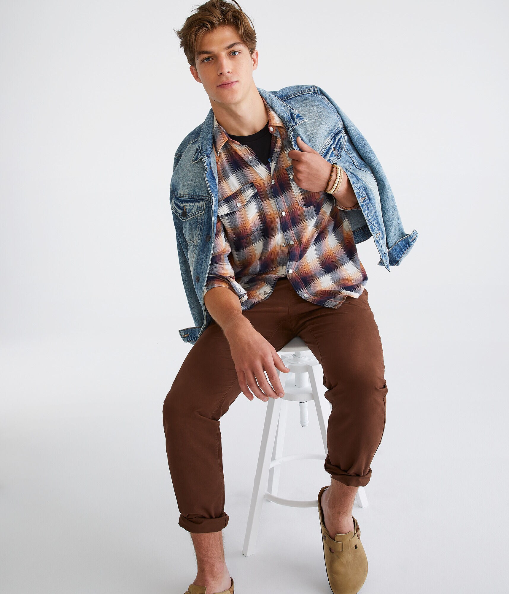 Long Sleeve Plaid Western Shirt