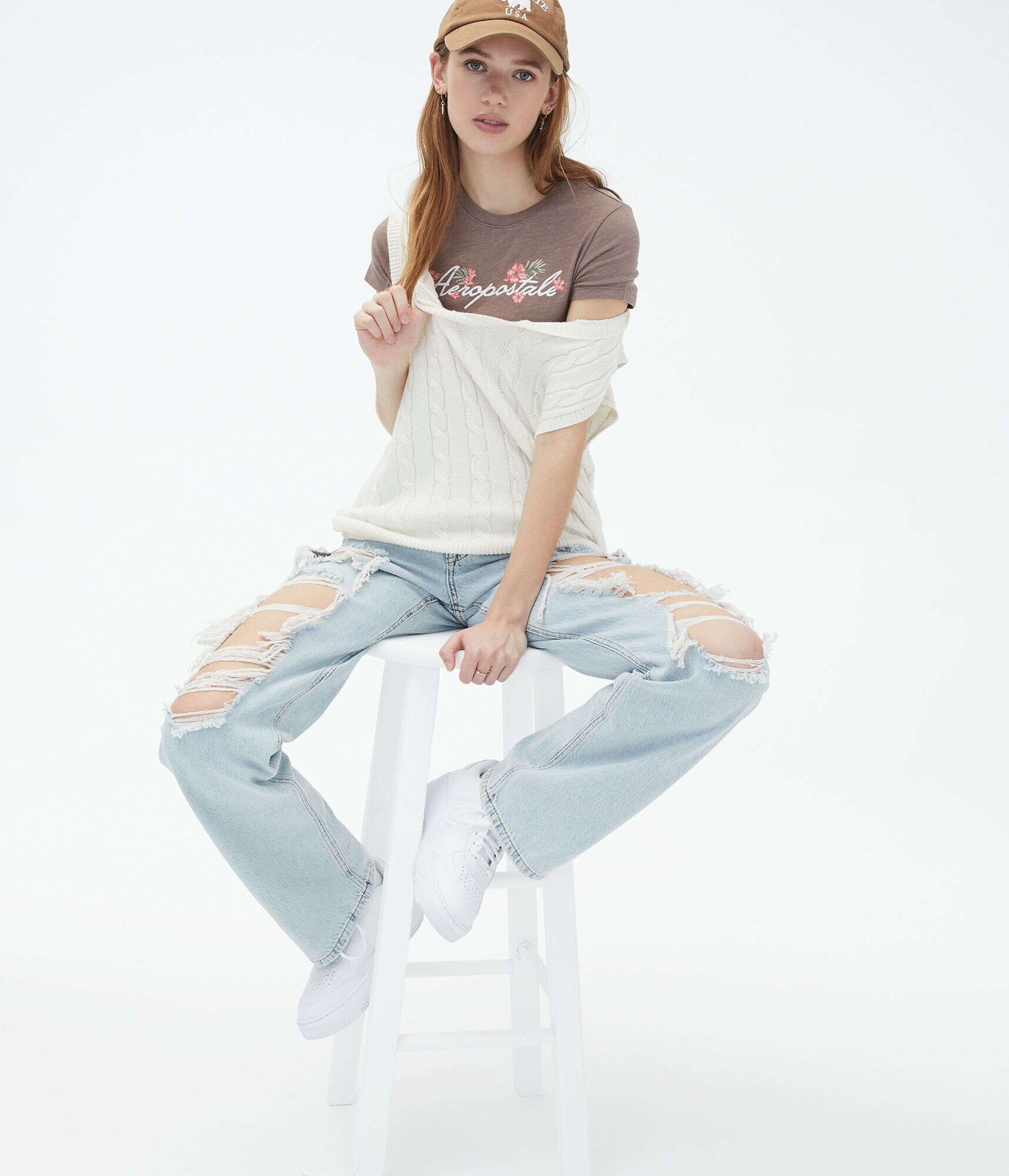 Aeropostale Hibiscus Graphic Tee