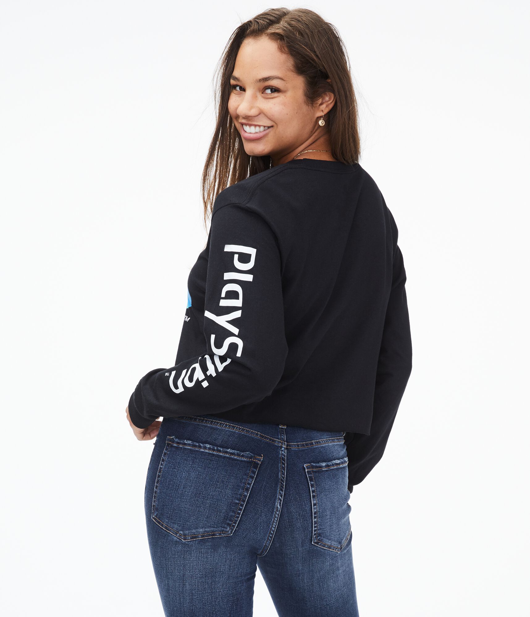 Long Sleeve Playstation Cropped Graphic Tee