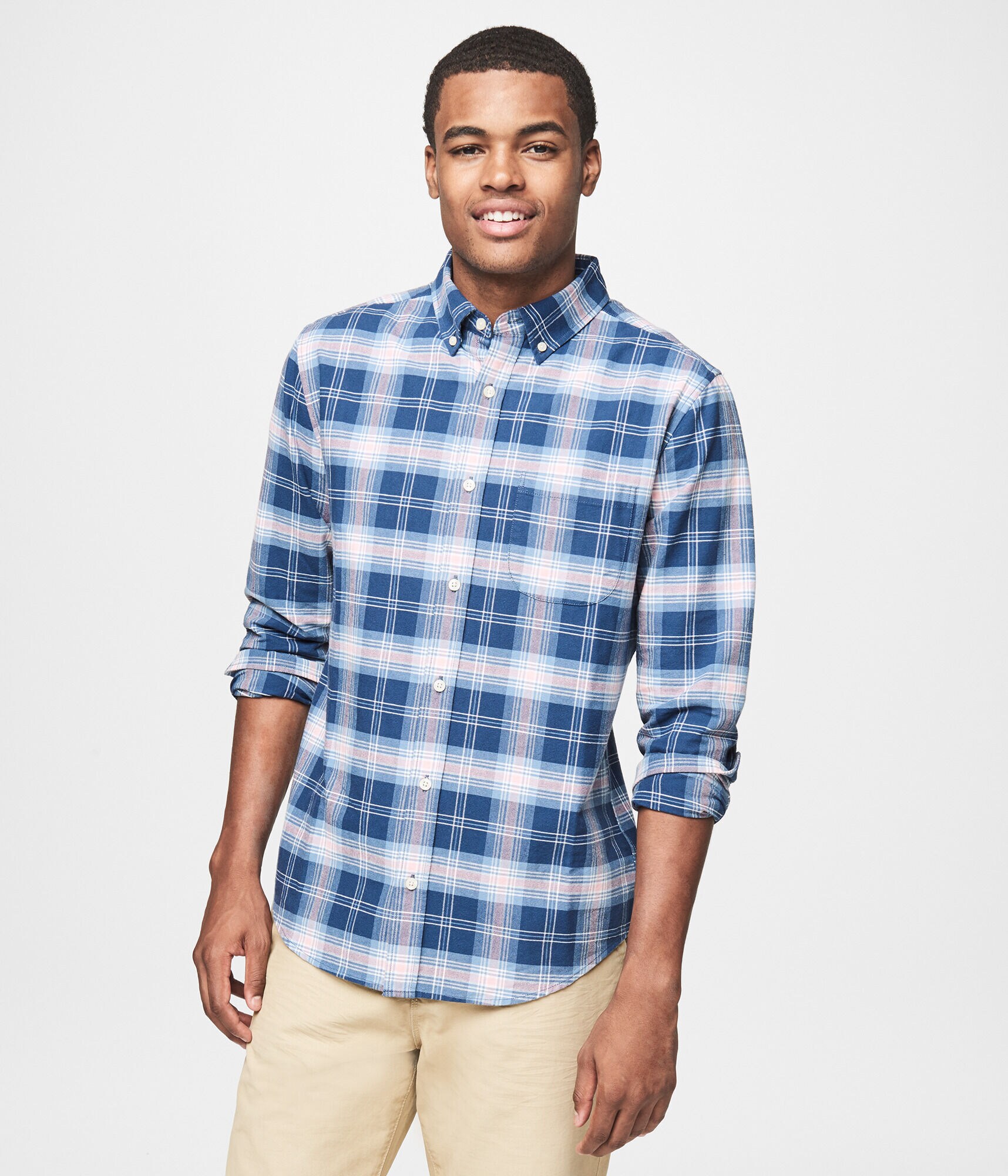 Long Sleeve Plaid Woven Shirt