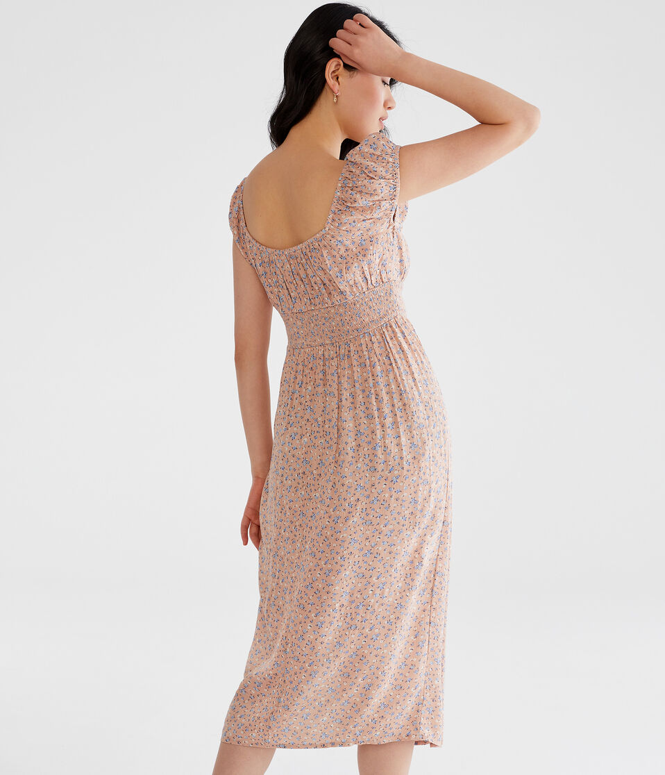 Floral Square-Neck Midi Dress
