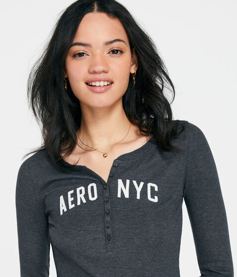 Long Sleeve Aero NYC Graphic Henley Long Sleeve Aero NYC Graphic Henley