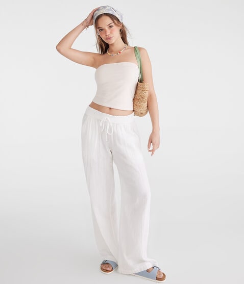 Gauze Wide Leg Drawstring Pants Gauze Wide Leg Drawstring Pants