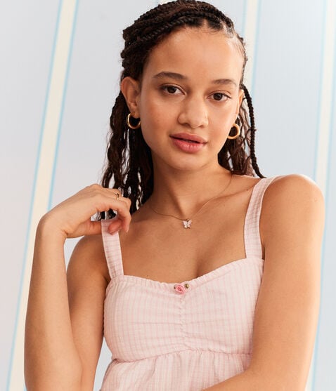 Demetra for Aero Textured Stripe Babydoll Top Demetra for Aero Textured Stripe Babydoll Top