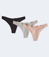 Ribbed Modal Thong 3-Pack