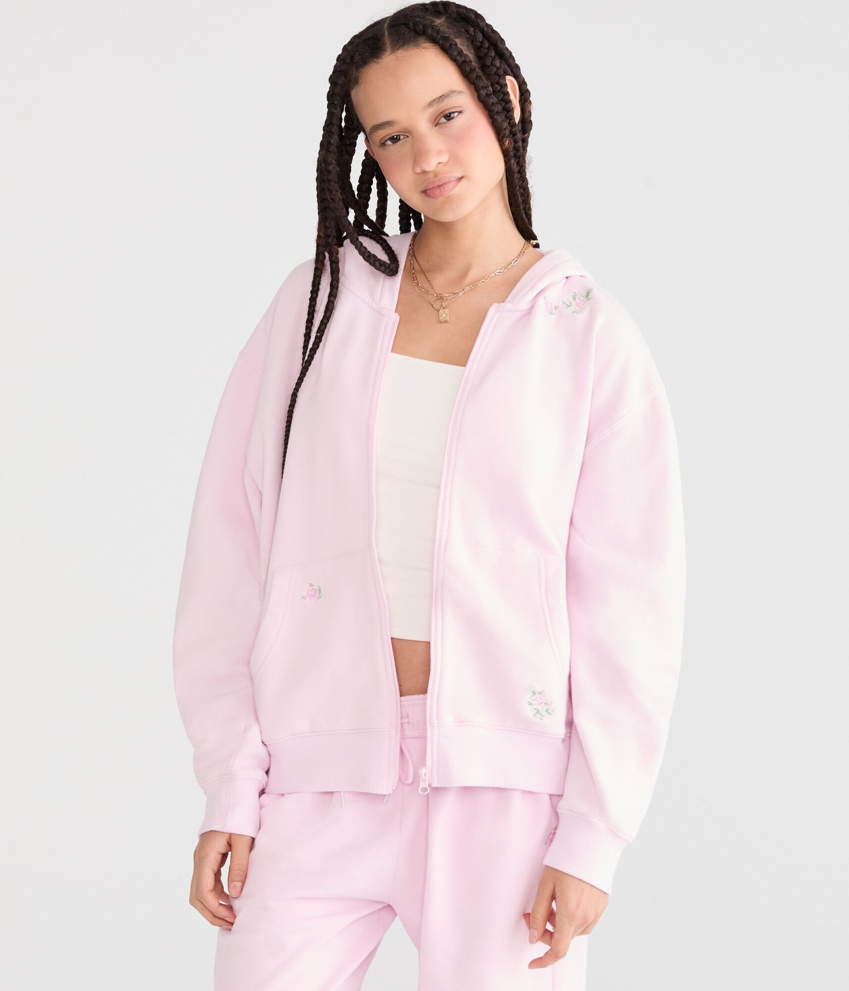 Cloud Soft Floral Oversized Full-Zip Hoodie