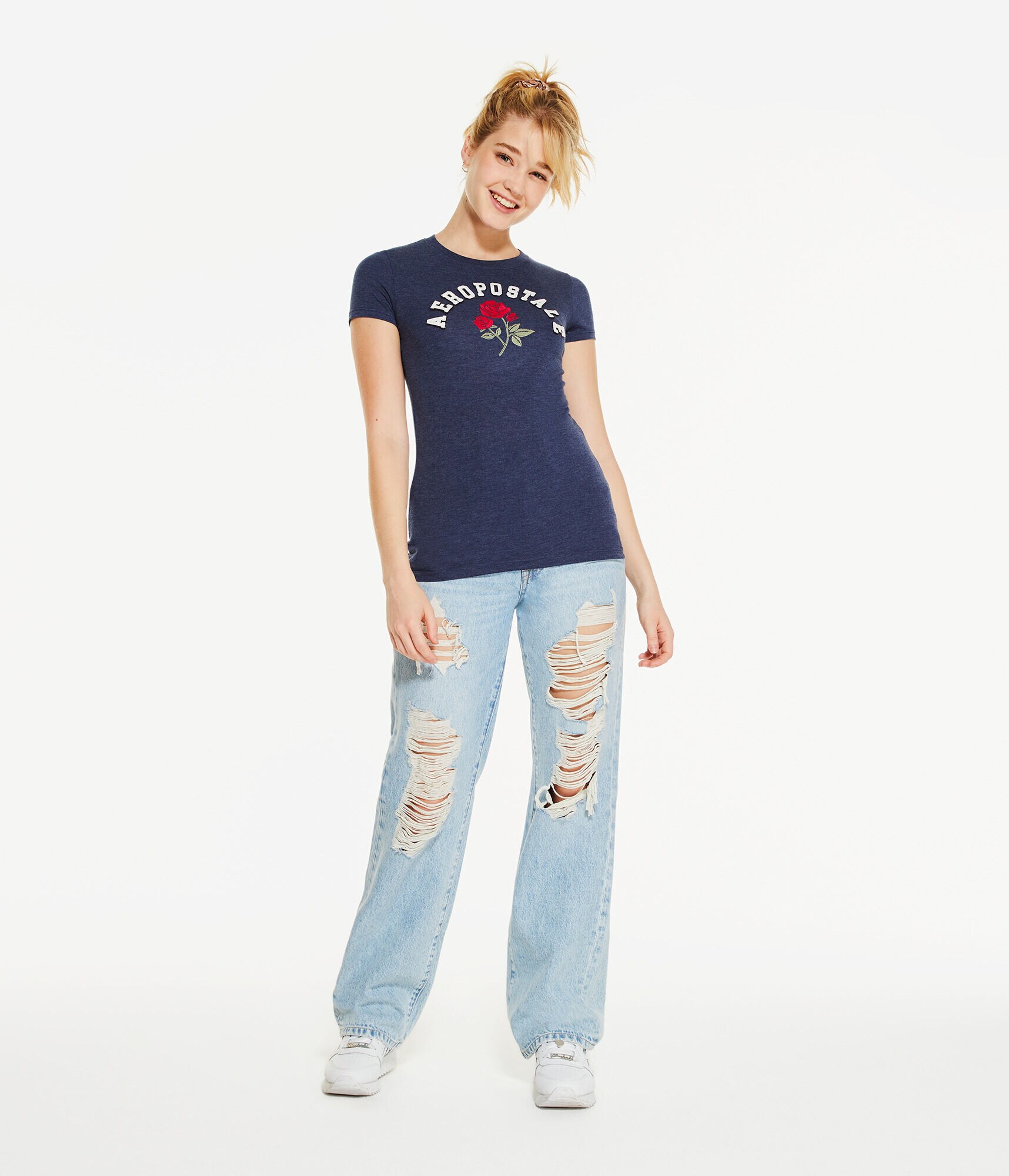 Aeropostale Arch Rose Appliqu&eacute; Graphic Tee
