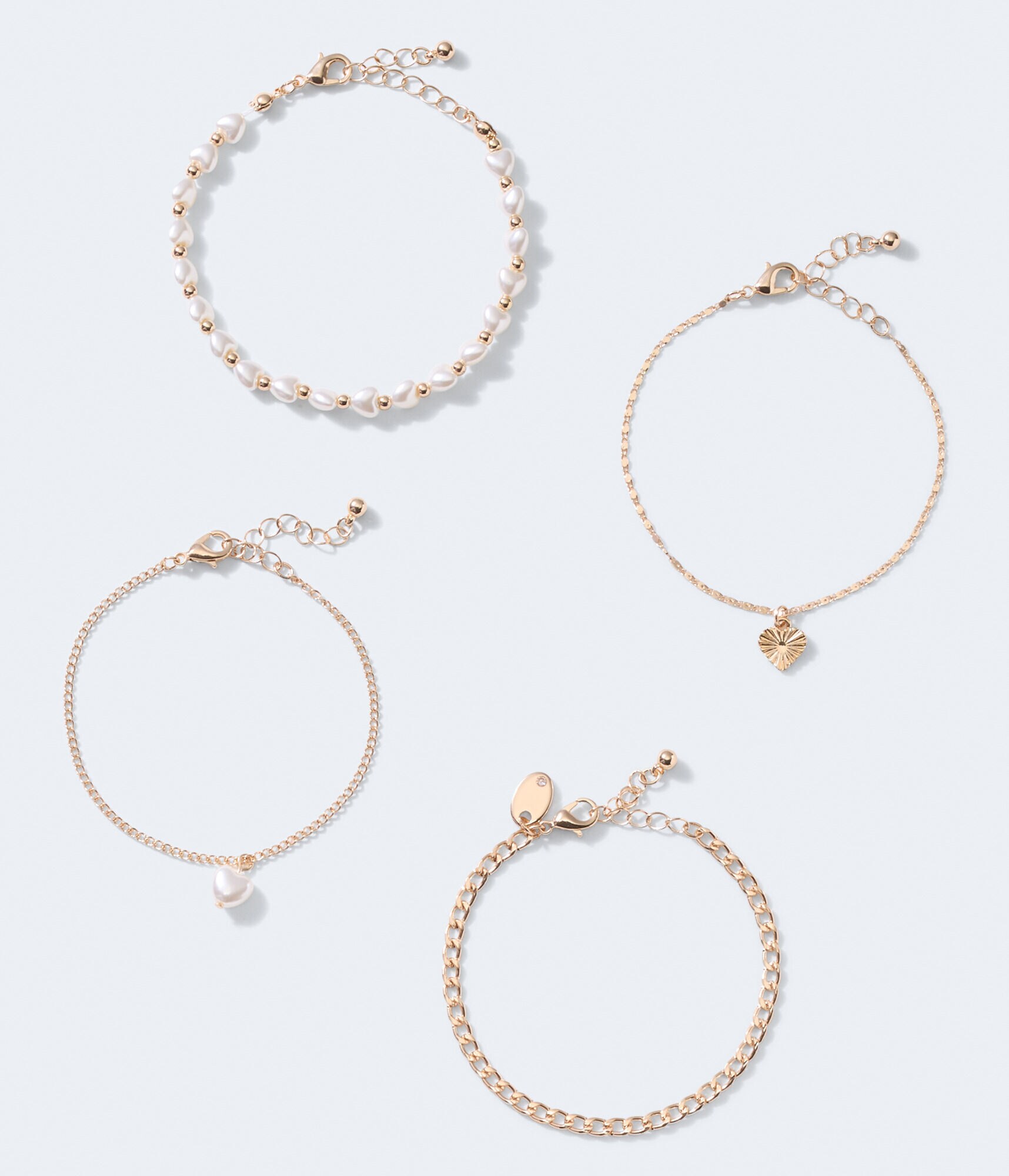 Faux Pearl Heart Bracelet 4-Pack