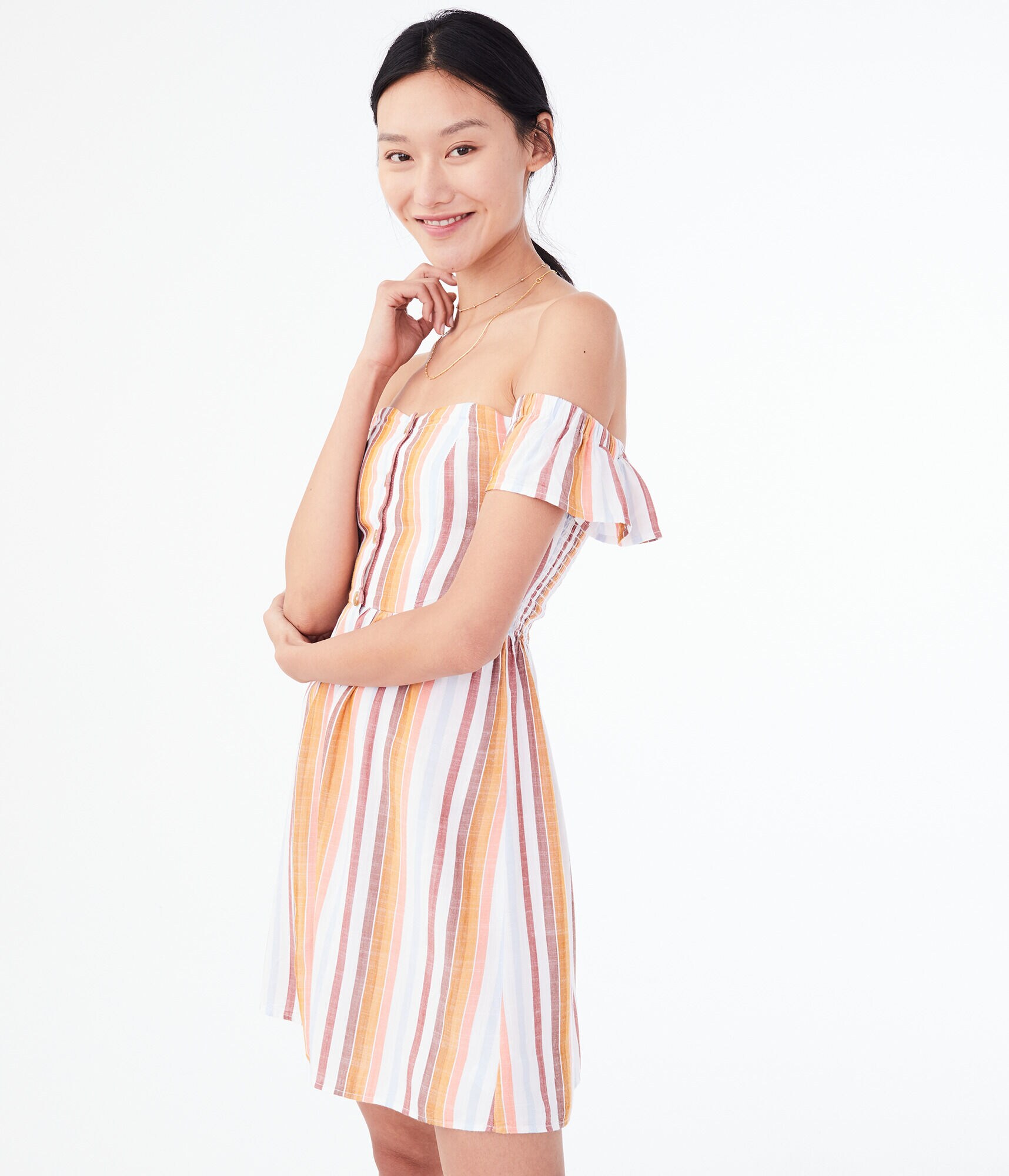 Striped Off-The-Shoulder Dress