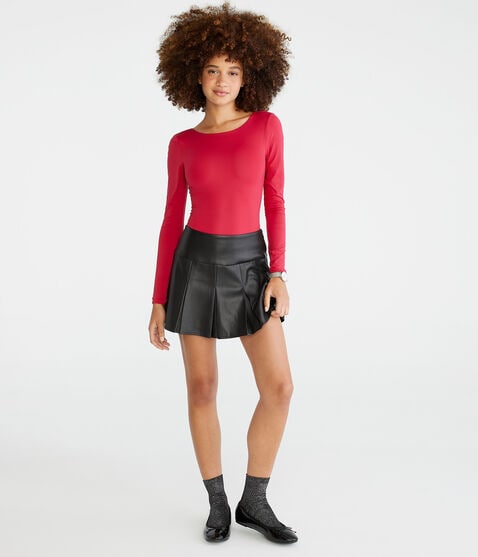 Pleated Faux Leather Mini Skirt Pleated Faux Leather Mini Skirt
